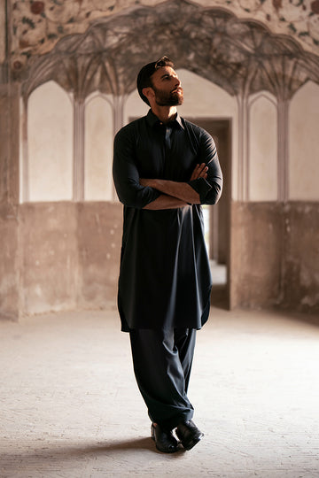 Black Egyptian Cotton Shalwar Kameez